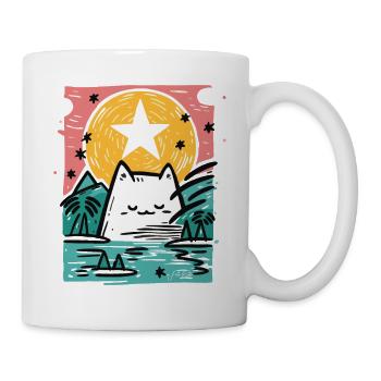 Chat endormi dans la nature - Mug blanc - blanc - Droite