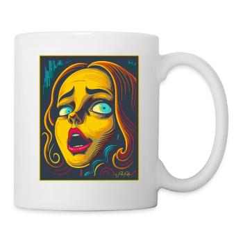 Gravure sur bois Cartoon de peur - Mug blanc - blanc - Droite