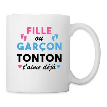 Fille ou Garçon Tonton T aime Déjà - Mug blanc - blanc - Droite