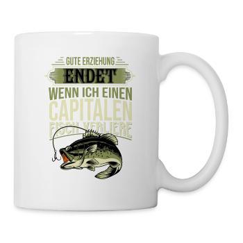Gute Erziehung Endet Wenn Ich Einen Fisch Verliere - Tasse - Weiß - Rechts