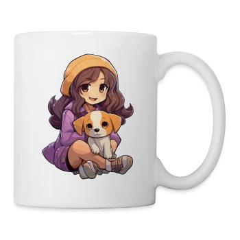 Kawaii Girl Anime Manga Fille et Chien - Mug blanc - blanc - Droite
