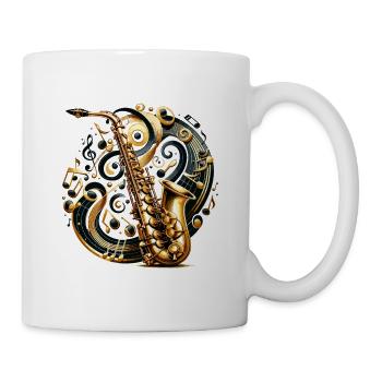 Saxophon Symphonie Violinschlüssel Blues Musik - Tasse - Weiß - Rechts