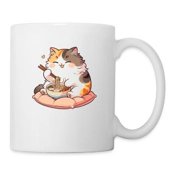 cute cat eats ramen noodles cats ramen - Mug - white - Right