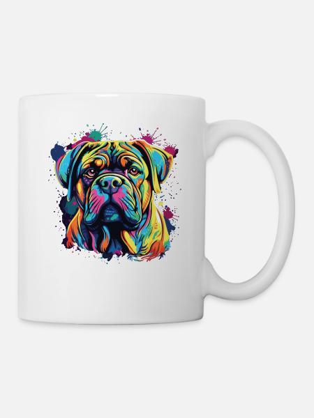 Wasserfarben Farbenfroher Bullmastiff - Tasse - Weiß