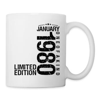 Geburtstag Januar 1980 Januar geboren im Januar - Tasse - Weiß - Rechts
