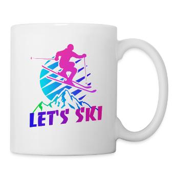 Let's Ski, 80er Retro, Apres Ski, Wintersport, Ski - Tasse - Weiß - Rechts