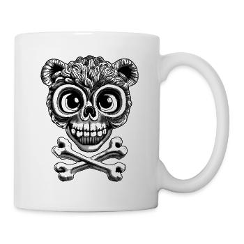 Punkiges Teddy-Totenkopf-Shirt: provokante Message - Tasse - Weiß - Rechts