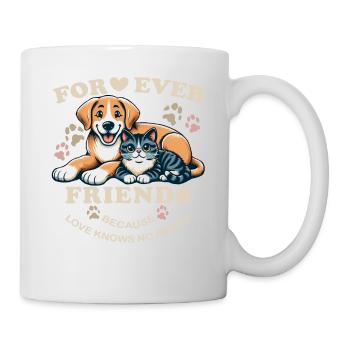 Dog, Cat, Forever Friends, Animal Love - Mug - white - Right