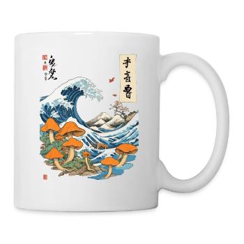Vague japonaise Vintage champignons Ukiyo-E Design - Mug blanc - blanc - Droite