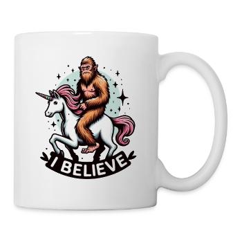 Bigfoot I Believe Sasquatch Riding Fantasy Unicorn - Mug - white - Right