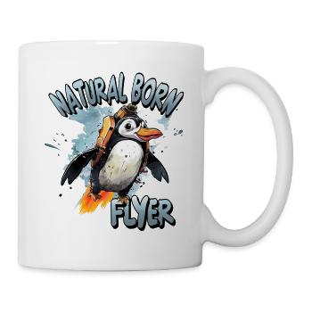 Pilots Penguin Natural Born Flyer Funny Saying - Mug - white - Right