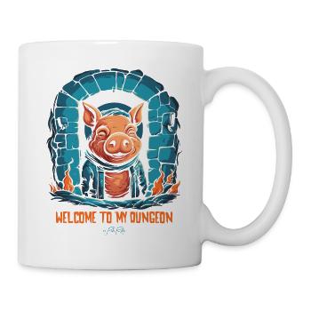 Willkommen in meinem Verlies: Ein lustiges Schwein - Tasse - Weiß - Rechts