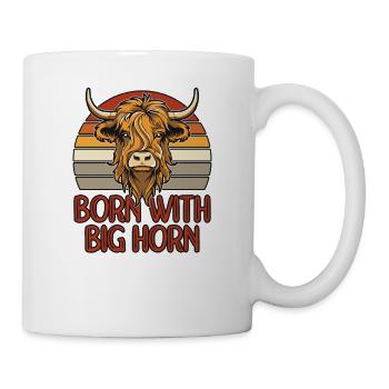 Born With Big Horn Highland Cow Breeder Highland - Mug - white - Right