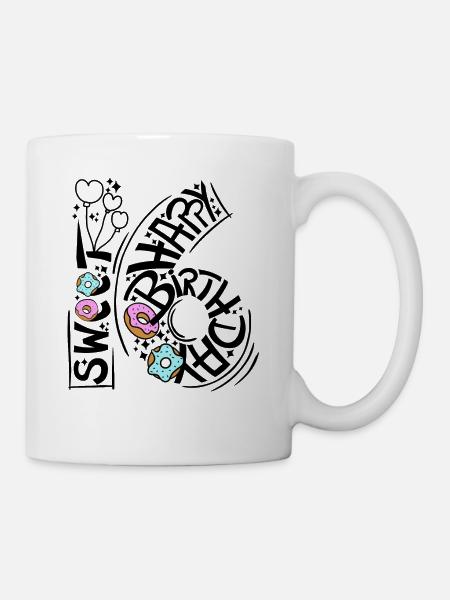 Sweet Sixteen Geburtstag Happy Birthday Donut - Tasse - Weiß
