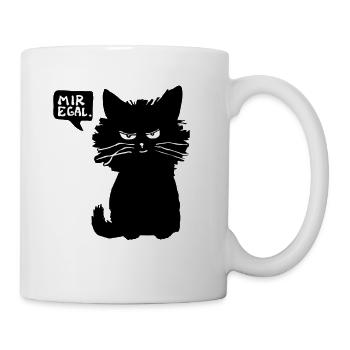 faule Katze Spruch Sprüche mir egal Geschenk Idee - Tasse - Weiß - Rechts