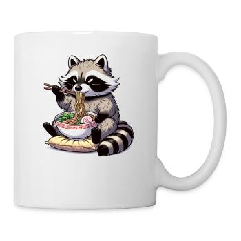 cute raccoon eats ramen noodles raccoon ramen - Mug - white - Right
