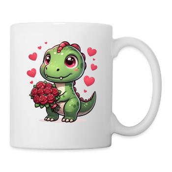 Bouquet de roses T-Rex Dino romantique Saint-Valentin - Mug blanc - blanc - Droite