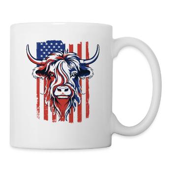 American Flag Highland Cow Scottish Cattle - Mug - white - Right