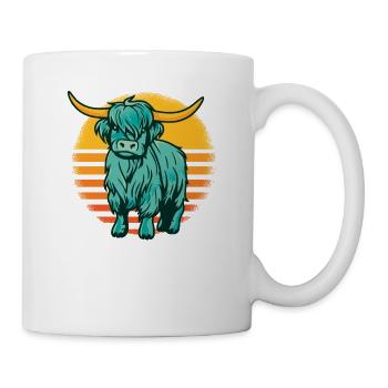 Retro Highland Cow Highland génisse éleveur - Mug blanc - blanc - Droite