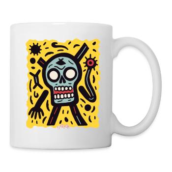 Cartoon Pop Skull : c’est génial - Mug blanc - blanc - Droite