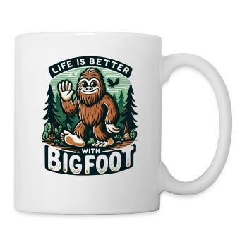 Funny Life is Better with Bigfoot Happy Squatchin' - Mug - white - Right