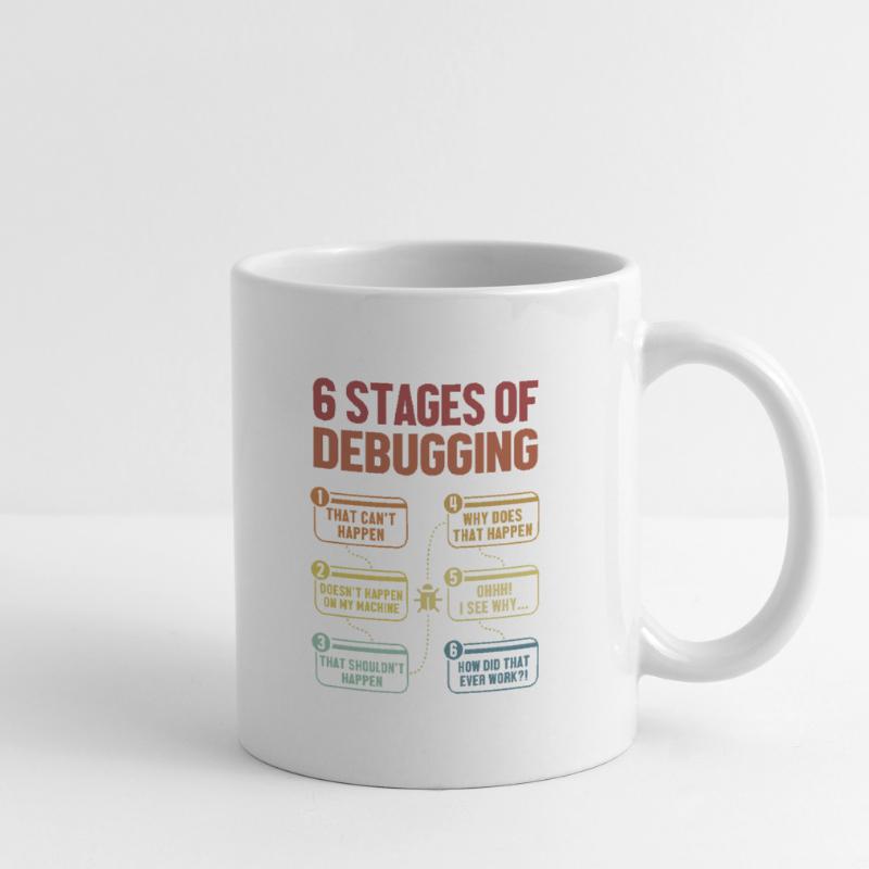 6 étapes du débogage Software Engineer Coder Mug blanc