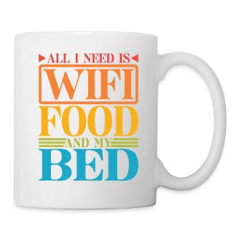 Tout ce dont j’ai besoin, c’est du Wifi, de la nourriture et de mon lit 8 - Mug blanc - blanc - Droite