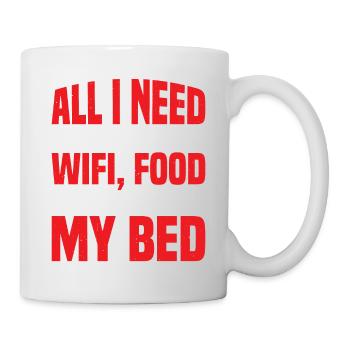 Tout ce dont j’ai besoin, c’est du Wifi, de la nourriture et de mon lit 9 - Mug blanc - blanc - Droite