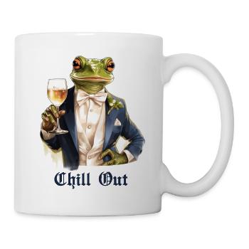 Cooler Frosch im Smoking mit Getränk Spruch Zitat - Tasse - Weiß - Rechts