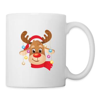 Lustiger Rentier Frohe Weihnachten - Tasse - Weiß - Rechts