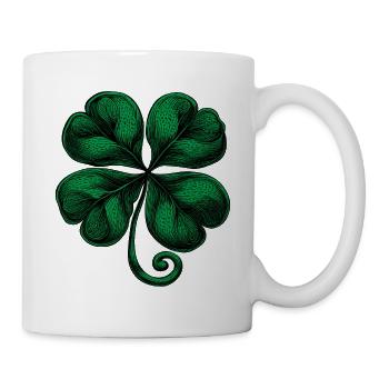 Green four-leaf clover - Mug - white - Right