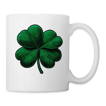 Green four-leaf clover - Mug - white - Right