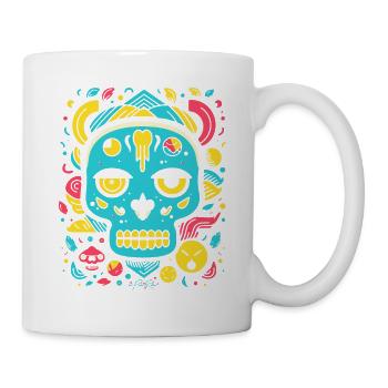 Pop Cartoon, Tier Totenkopf - Tasse - Weiß - Rechts