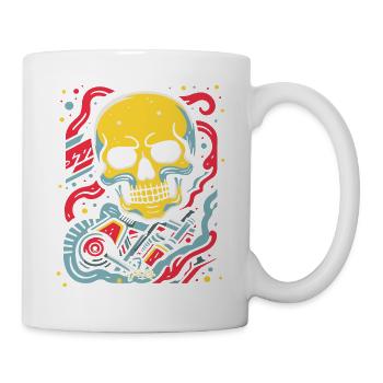 Crâne flottant : Dessin animé Pop Art - Mug blanc - blanc - Droite