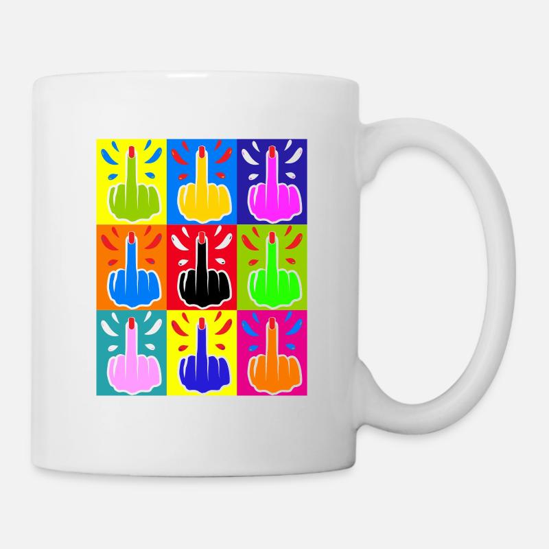 Doigt d’honneur Pop couleur Tie Dye Cool - Mug blanc - blanc