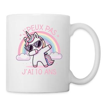 J'Peux Pas J'ai 10 ans Cadeau Anniversaire Licorne - Mug blanc - blanc - Droite