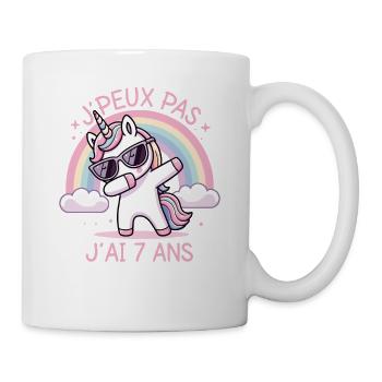 J'Peux Pas J'ai 7 ans Cadeau Anniversaire Licorne - Mug blanc - blanc - Droite