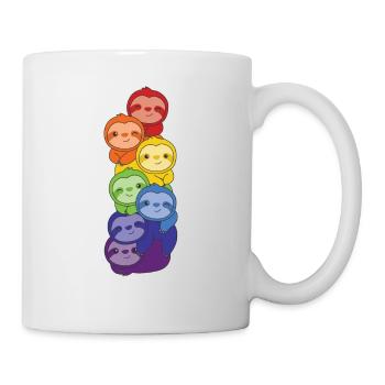 Arc en ciel drapeau fierté LGBTQ mignon paresseux pile - Mug blanc - blanc - Droite