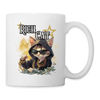 Rich Cat, Humor, Fun, Fun, Cool, Luxury, Rich, - Mug - white - Right