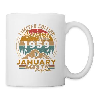 Geburtstagsgeschenke, geboren im Januar 1959 - Tasse - Weiß - Rechts