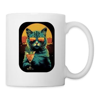 Cat with cocktail - Mug - white - Right