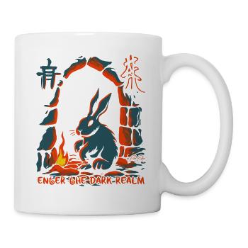 Komm in die Kerker Hölle des Horror Hasen - Tasse - Weiß - Rechts