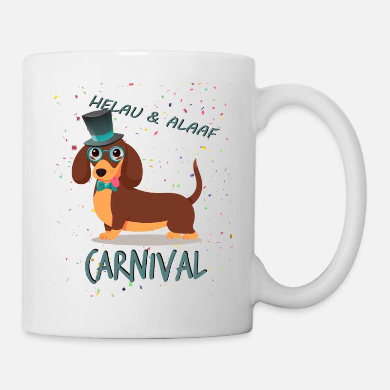 Gentleman, Teckel, Carnaval, Carnaval, Helau Alaaf - Mug blanc - blanc