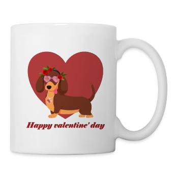 dachshund, love, valentine's day, valentine's day - Mug - white - Right