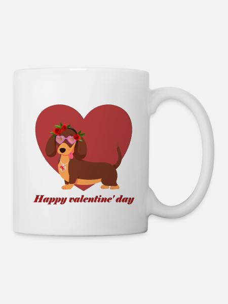 teckel, amour, saint valentin, saint valentin - Mug blanc - blanc