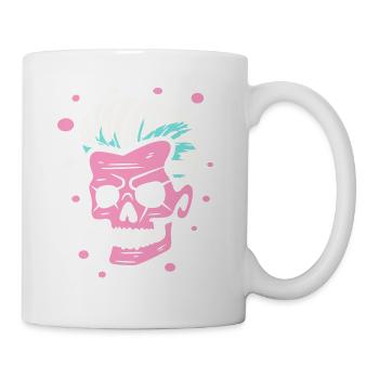 Pop-Farben-Kunst, Eine Boomer-Schädel-Party - Tasse - Weiß - Rechts