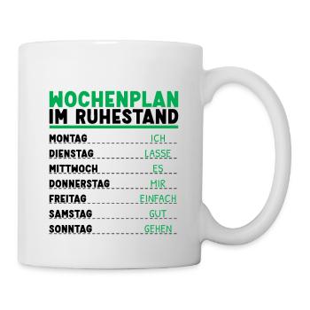Wochenplan Rentner Ruhestand Personalisierbar Opa - Tasse - Weiß - Rechts