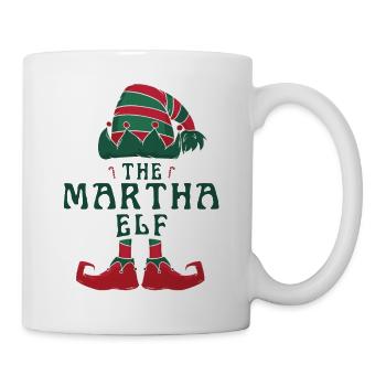 Martha Elf Personalisierter Name Weihnachtsfamilie - Tasse - Weiß - Rechts