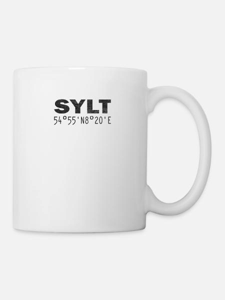 Sylt Koordinaten GPS - Tasse - Weiß
