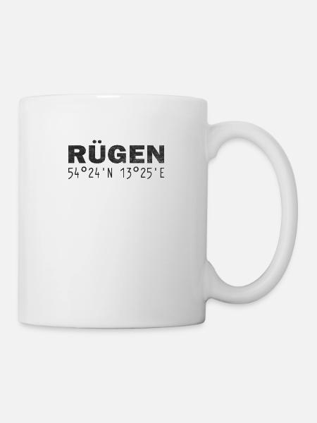 Rügen Koordinaten GPS - Tasse - Weiß